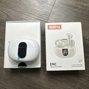 A60 Pro ENC Low Latency Wireless Earbuds Earphones White, Noise Cancellation